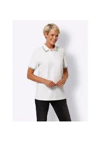 Poloshirt Classic Basics "Poloshirt", Damen, Gr. 44, wei&szlig;, 95% Baumwolle, 5% Elasthan, gemustert, gestreift, Shirts
