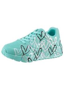 Sneaker Skechers "UNO LITE-METALLIC LOVE", Damen, Gr. 33, bunt (t&uuml;rkis, multi), Lederimitat, kontrastfarbene Details, Schuhe Sneaker, Keil,-Schn&uuml;rschuh, Skech-Air Funktion, Gr&ouml;&szlig;enschablone zum Download