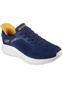 Slip-On Sneaker Skechers "BOBS SQUAD CHAOS-SOLID STEP", Herren, Gr. 39, blau (navy), Textil, Schuhe, Schlupfschuh, Slipper, Sneaker zum Schlupfen