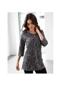 Longshirt "Longshirt", Damen, Gr. 44, grau (anthrazit, bedruckt), 100% Baumwolle, gemustert, Rundhals, Shirts Longshirt, Topseller