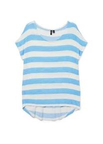 V&eacute;ro Moda Kurzarmshirt VERO MODA "VMWIDE STRIPE SL TOP GA JRS NOOS", Damen, Gr. L, wei&szlig; (azure blau stripes:snow wei&szlig;), Jersey, Obermaterial: 96% Viskose, 4% Elasthan, gestreift, regular fit normal, Rundhals, Shirts, Viskosemischung