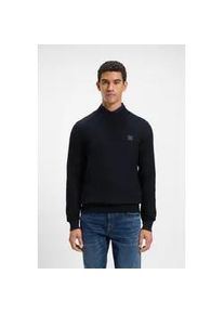 Strickpullover BOSS ORANGE "Anion", Herren, Gr. L, blau (dunkelblau404), Strick, Obermaterial: 95% Baumwolle, 5% Kaschmir, unifarben, regular fit normal, Rundhals, eingesetzt B&uuml;ndchen, Pullover Strickpullover, Rundhalsausschnitt, Regular Fit, BOSS-Label