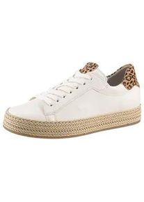 Plateausneaker Gabor, Damen, Gr. 38, wei&szlig; (sanftes wei&szlig;, leo), Nappaleder, Schuhe Plateausneaker, Halbschuh, Schn&uuml;rschuh, Freizeitschuh mit Best Fitting-Ausstattung