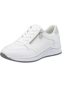 Keilsneaker Rieker, Damen, Gr. 42, silber (wei&szlig;, silberfarben), Leder, Lederimitat, Schuhe, Halbschuh, Schn&uuml;rschuh, Freizeitschuh mit Soft-Einlage