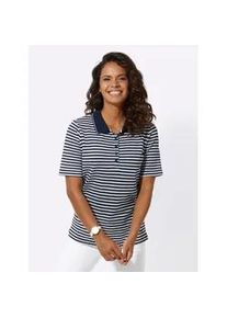 Poloshirt Casual Looks "Poloshirt", Damen, Gr. 44, blau (marine, wei&szlig;, geringelt), 100% Baumwolle, gemustert, gestreift, Shirts