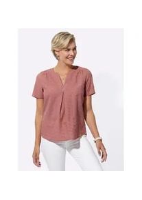 Schlupfbluse Classic Basics, Damen, Gr. 40, rot (rosenholz), 100% Baumwolle, unifarben, Rundhals, Blusen Schlupfbluse