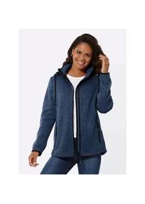 Fleecejacke Casual Looks, Damen, Gr. 50, blau (jeansblau, meliert), 100% Polyester, meliert, Jacken Fleecejacke