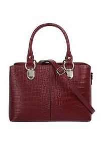 Umh&auml;ngetasche CLUTY, Damen, Gr. B/H/T: 24cm x 16cm x 7cm onesize, rot (dunkelrot), Leder, Taschen Umh&auml;ngetasche, echt Leder, Made in Italy