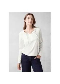 Langarmshirt Cecil, Damen, Gr. XXL (46), wei&szlig; (vanillewei&szlig;), Web, 100% Baumwolle, unifarben, gerade normal, Rundhals, B&uuml;ndchen, Shirts Langarmshirt, aus reiner Baumwolle