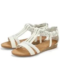 Sandale Lascana "Sommerschuh, Sandalette, offener Schuh", Damen, Gr. 35, wei&szlig;, Obermaterial: 50% Lederimitat, 50% Textilmaterial. Decksohle: 100% Lederimitat. Futter: 100% Lederimitat. Laufsohle: 100% Synthetik, bedruckt, Basic, Schuhe Sandale, mit aufwendiger Verzierung VEGAN