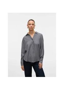 V&eacute;ro Moda Langarmbluse VERO MODA "VMMELANEY QUEENY LS SHIRT WVN NOOS", Damen, Gr. L, excalibur detail:melange, Web, Obermaterial: 100% Polyester, meliert, loose fit Po-bedeckend, V-Ausschnitt, Blusen, Kunstfaser, loose fit