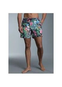 Shorts TRIGEMA "TRIGEMA Bade-/Freizeitshorts mit Druckmotiv", Herren, Gr. XXL, US-Gr&ouml;&szlig;en, grau (anthrazit), Web, 50% Baumwolle, 50% Polyamid, Hosen Shorts
