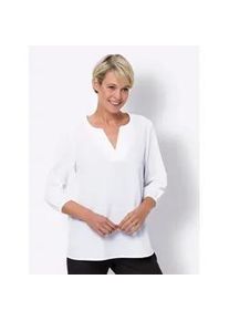 Schlupfbluse Classic Basics, Damen, Gr. 46, wei&szlig;, 100% Polyester, unifarben, Rundhals, Blusen Schlupfbluse