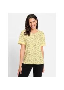 Print-Shirt Inspirationen "Print-Shirt", Damen, Gr. 44, gelb (zitrone, bedruckt), 50% Baumwolle, 50% Modal, bedruckt, gebl&uuml;mt, gemustert, mehrfarbig, Rundhals, Shirts