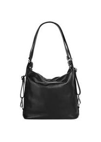 Shopper Samantha Look, Damen, Gr. B/H/T: 31cm x 29cm x 11cm onesize, schwarz, Leder, leicht gl&auml;nzend, unifarben, Taschen Shopper, echt Leder, Made in Italy