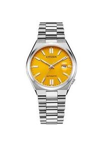Automatikuhr Citizen "TSUYOSA 60h", silber (silberfarben, gelb), Armbanduhren, Damen, Automatikuhr, Armbanduhr, Damenuhr, Herrenuhr, Edelstahlarmband, Saphirglas, Datum