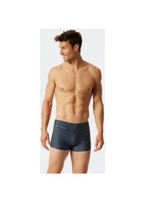 Badeshorts Schiesser "Nautical Casual", Herren, Gr. 10, N-Gr, blau (801, admiral), Gewirkt, Baumwolle, Elasthan, gestreift, Badehosen Badeshorts, Innenslip, kleine Tasche mit RV, gestreift