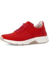Gabor Keilsneaker ROLLINGSOFT, Damen, Gr. 43, rot, Textil, Veloursleder, Schuhe, Freizeitschuh, Halbschuh, Schn&uuml;rschuh, Logoschriftzug an der Ferse