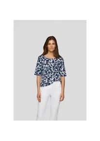 T-Shirt Rabe, Damen, Gr. 44, blau (atlantik), Jersey, Obermaterial: 50% Baumwolle, 50% Viskose, bedruckt, Basic, normal h&uuml;ftbedeckend, Rundhals, Shirts T-Shirt, mit grafischem Muster