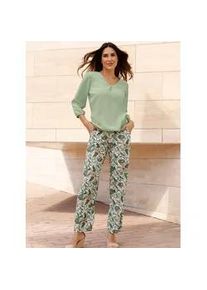 Schlupfbluse Classic Basics, Damen, Gr. 46, gr&uuml;n (eucalyptus), 100% Polyester, unifarben, V-Ausschnitt, Blusen Schlupfbluse