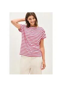 T-Shirt Cecil, Damen, Gr. XL (44), glazed apple rot, Jersey, Obermaterial: 50% Baumwolle, 50% Modal, gestreift, regular fit taillenbedeckt, U-Boot-Ausschnitt, Shirts T-Shirt, mit Streifen Muster