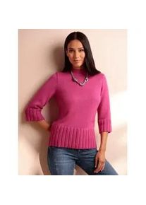 Stehkragenpullover Heine "Pullover", Damen, Gr. 40, pink (fuchsia), 50% Viskose, 28% Polyester, 22% Polyamid, unifarben, Pullover Stehkragenpullover