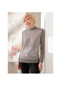 Classic Dog Stehkragenpullover CLASSIC "Pullover", Damen, Gr. 42, grau (taupe, ecru, gemustert), 100% Polyacryl, gemustert, mehrfarbig, Pullover Stehkragenpullover