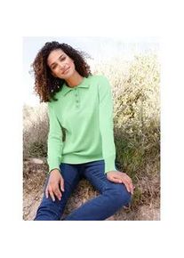 Polokragenpullover Casual Looks "Pullover", Damen, Gr. 48, gr&uuml;n (apfel), 100% Baumwolle, unifarben, Pullover