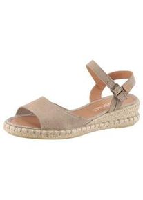 Sandale VERBENAS "VALERIE SERRAJE", Damen, Gr. 38, grau (taupe), Veloursleder, Schuhe Sandale, Sommerschuh, Riemchensandalette, Urlaubschuh mit Keilabsatz