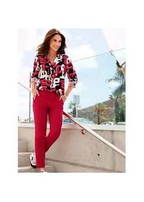 Schlupfbluse Inspirationen, Damen, Gr. 44, rot (rot, schwarz, bedruckt), 100% Viskose, bedruckt, gemustert, mehrfarbig, Blusen Schlupfbluse