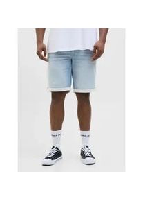 Jack & Jones PlusSize Shorts "JJIRICK JJICON I.K. SHOR", Herren, Gr. 44 (5XL), N-Gr, blau (blau denim), Denim/Jeans, Obermaterial: 81% Baumwolle, 18% Polyester, 1% Elasthan, JACK & JONES PLUSSIZE, unifarben, regular fit knielang, Hosen Shorts, mit Umschlag