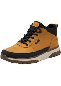 Schn&uuml;rboots Rieker, Herren, Gr. 44, schwarz (ockergelb, schwarz), Lederimitat, Textil, kontrastfarbene Details, Schuhe Schn&uuml;rboots, Outdoorboots, Sneakerboots mit wasserabweisender TEX-Membran