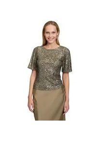 Kurzarmshirt Vera Mont "Damen mit Fl&uuml;gel&auml;rmeln", Damen, Gr. 46, blau (turf), Obermaterial: 93% Polyester, 7% Elasthan; Futter: 100% Polyester, festlich, figurbetont normal, Rundhals, Shirts, Pailletten