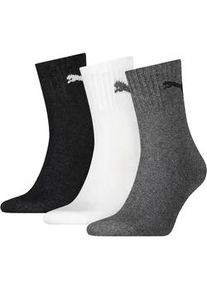 Sportsocken Puma "short crew", Herren, Gr. 39-42, schwarz-wei&szlig; (grau, schwarz, wei&szlig;), Baumwollmischung, Elasthan, Polyamid, Polyester, uni und meliert, elastisch, Socken Sportsocken, gepolsterte Frottee-Sohle, atmungsaktiv