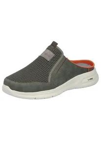 Clog Rieker, Herren, Gr. 42, gr&uuml;n (khaki), Lederimitat, Textil, kontrastfarbene Details, used, Schuhe Clog, Sommerschuh, Hausschuh, Schlupfschuh mit seitlichen Stretcheins&auml;tzen