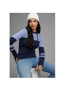 Kapuzenshirt Kangaroos, Damen, Gr. 32/34, marine, blau, Rippware, Obermaterial: 100% Baumwolle. Einsatz: 90% Baumwolle, 10% Viskose, colorblocking, k&ouml;rpernah h&uuml;ftbedeckend, angesetztes B&uuml;ndchen mit Daumenl&ouml;chern, Shirts Kapuzenshirt, mit Colorblock