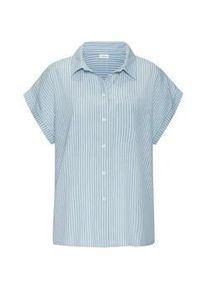 Hemdbluse Lascana, Damen, Gr. 32/34, blau (hellblau, wei&szlig; gestreift), Web, Obermaterial: 58% Viskose, 28% Baumwolle, 14% Leinen, gestreift, figurumspielend h&uuml;ftlang, V-Ausschnitt, mit Umschlag, Blusen Hemdbluse, aus Leinenmix mit Knopfleiste, Leinenbluse, Kurzarmbluse