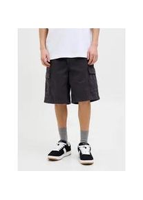 Jack & Jones Cargoshorts JACK & JONES "JPSTKARL AVERY CARGO SHORTS LNG", Herren, Gr. M, N-Gr, schwarz, Web, Obermaterial: 100% Baumwolle, unifarben, relaxed fit knielang, Hosen