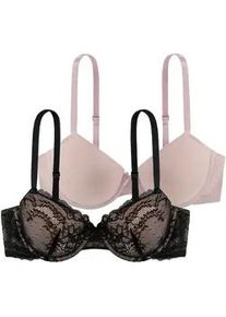 B&uuml;gel-BH Dorina "Chloe", Damen, Gr. 70, Cup B, schwarz (schwarz, blush), Spitze, Obermaterial: 88% Polyamid, 12% Elasthan, gemustert, unifarben, bequem, BHs B&uuml;gel-BH, vorgeformte leicht gepolsterte Cups, florale Spitze, tiefer Ausschnitt