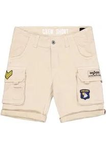 Shorts Alpha Industries "Crew Short Patch", Herren, Gr. 32, Normalgr&ouml;&szlig;en, wei&szlig; (vintage wei&szlig;), Obermaterial: 98% Baumwolle, 2% Elastan; Futter: 100% Baumwolle, Hosen Shorts