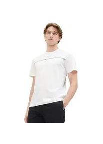 T-Shirt Tom Tailor, Damen, Gr. XXL, wei&szlig;, Single Jersey, Obermaterial: 100% Baumwolle, bedruckt, regular fit h&uuml;ftbedeckend, Rundhals, Shirts T-Shirt, mit Logofrontprint