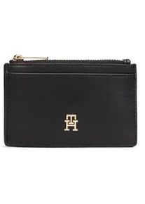 Kartenetui Tommy Hilfiger "TH ICON LONG CC HOLDER", Herren, schwarz, Lederimitat, Basic, Kleinlederwaren, Geldbeutel, Portemonnaie mit goldfarbenem TH-Schmuckelement