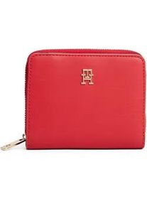 Geldb&ouml;rse Tommy Hilfiger "TH ICON MED ZA FLAP", Damen, rot, Lederimitat, Kleinlederwaren, Damen Geldbeutel, Portemonnai mit edlem TH-Logoemblem