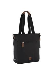 Shopper Camel Active "Aurum", Damen, Gr. B/H/T: 39cm x 34cm x 12cm, schwarz, Polyester, beschichtet, clean, unifarben mit Farbeins&auml;tzen, Taschen Shopper, aus recyceltem Polyester in Nylonstruktur, leicht & mit feinen Details