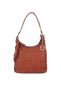 Hobo Harbour 2nd "Tuula-UP", Damen, Gr. B/H/T: 29cm x 24cm x 8cm, braun (cognac), Rindsleder, Taschen Hobo, Damen Umh&auml;ngetasche, Tragetasche, Schultertasche mit Anker-Anh&auml;nger