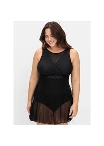 Tankini-Top sheego, Damen, Gr. 50, Cup F, schwarz, Polyamid, Bikini-Oberteile