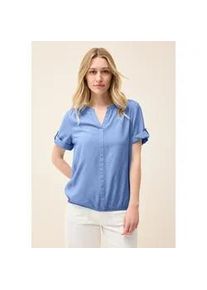 Kurzarmbluse Cecil, Damen, Gr. L (42), blau (aster blau), Stoff, 100% Viskose, unifarben, normal normal, Rundhals, B&uuml;ndchen, Blusen, mit Elastiksaum