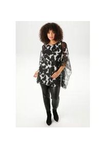 Blusenshirt ANISTON PLUS, Damen, Gr. 52, schwarz-wei&szlig; (schwarz, wei&szlig;), Netz, Obermaterial: 95% Polyester, 5% Elasthan. Futter: 100% Polyester, gebl&uuml;mt, gemustert, oversize Po-bedeckend, Rundhals, Fledermaus&auml;rmel, Shirts Blusenshirt, sanft fallende Meshqualit&auml;t