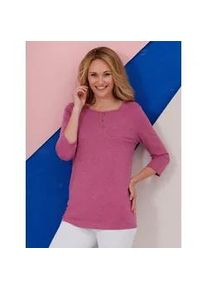 Longshirt Classic Basics "Longshirt", Damen, Gr. 56, pink (magenta, meliert), 65% Polyester, 35% Baumwolle, meliert, Rundhals, Shirts Longshirt
