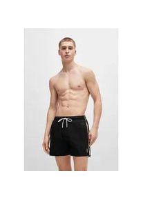 Badeshorts BOSS "Iconic", Herren, Gr. XL, N-Gr, schwarz (schwarz 001), Microfaser, Polyester, unifarben, Badehosen Badeshorts, mit Ges&auml;&szlig;tasche